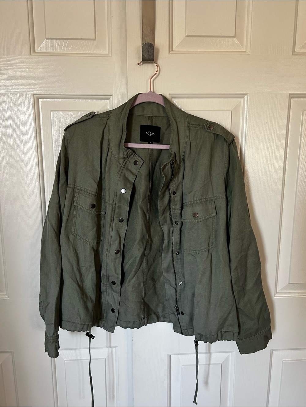 Light Olive Utility Drawstring Jacket - Picture 2 of 4